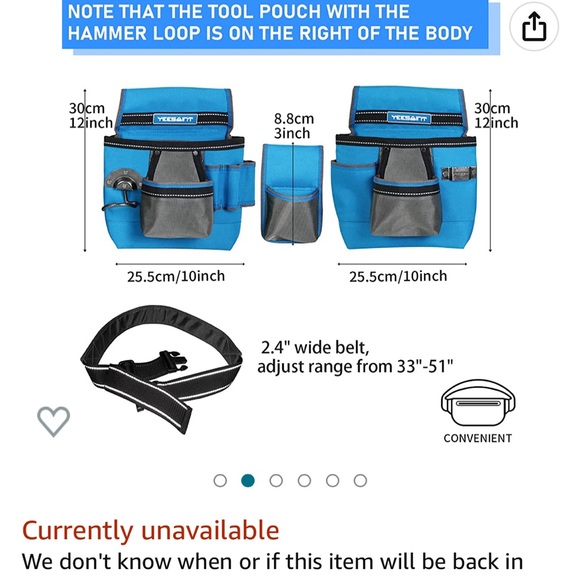 🔵NWT YEESAINT 15 pocket Toolbelt - Picture 3 of 6